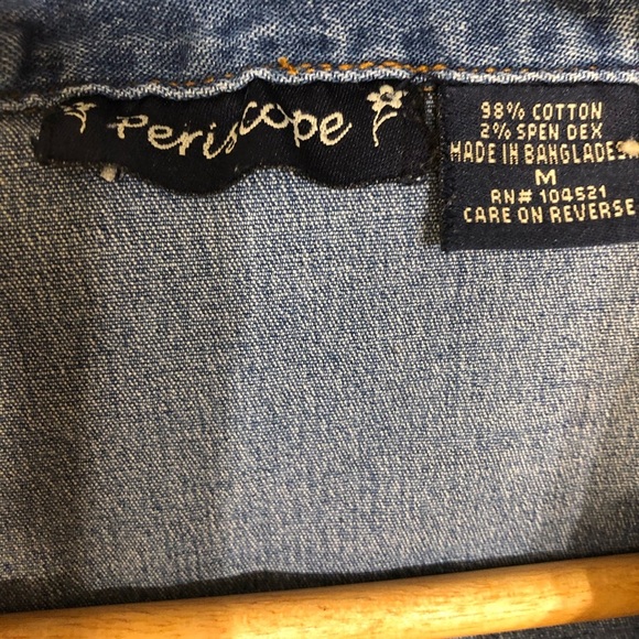 Vtg 90’s Y2K Periscope Denim Boho Top Shirt Sz M Corset Neckline Casual Western - Picture 8 of 8